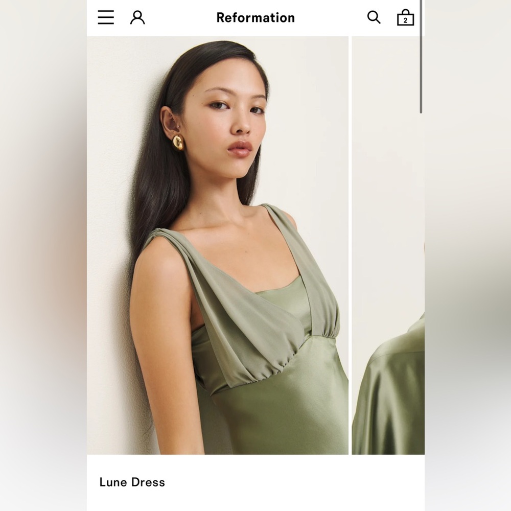 Reformation Lune Dress in Artichoke